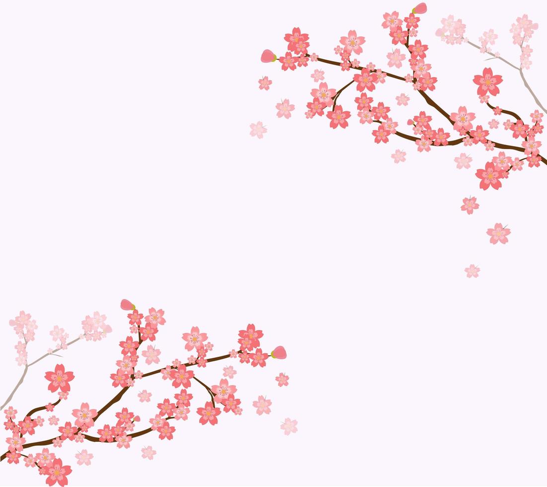 Cute cherry tree branches vector