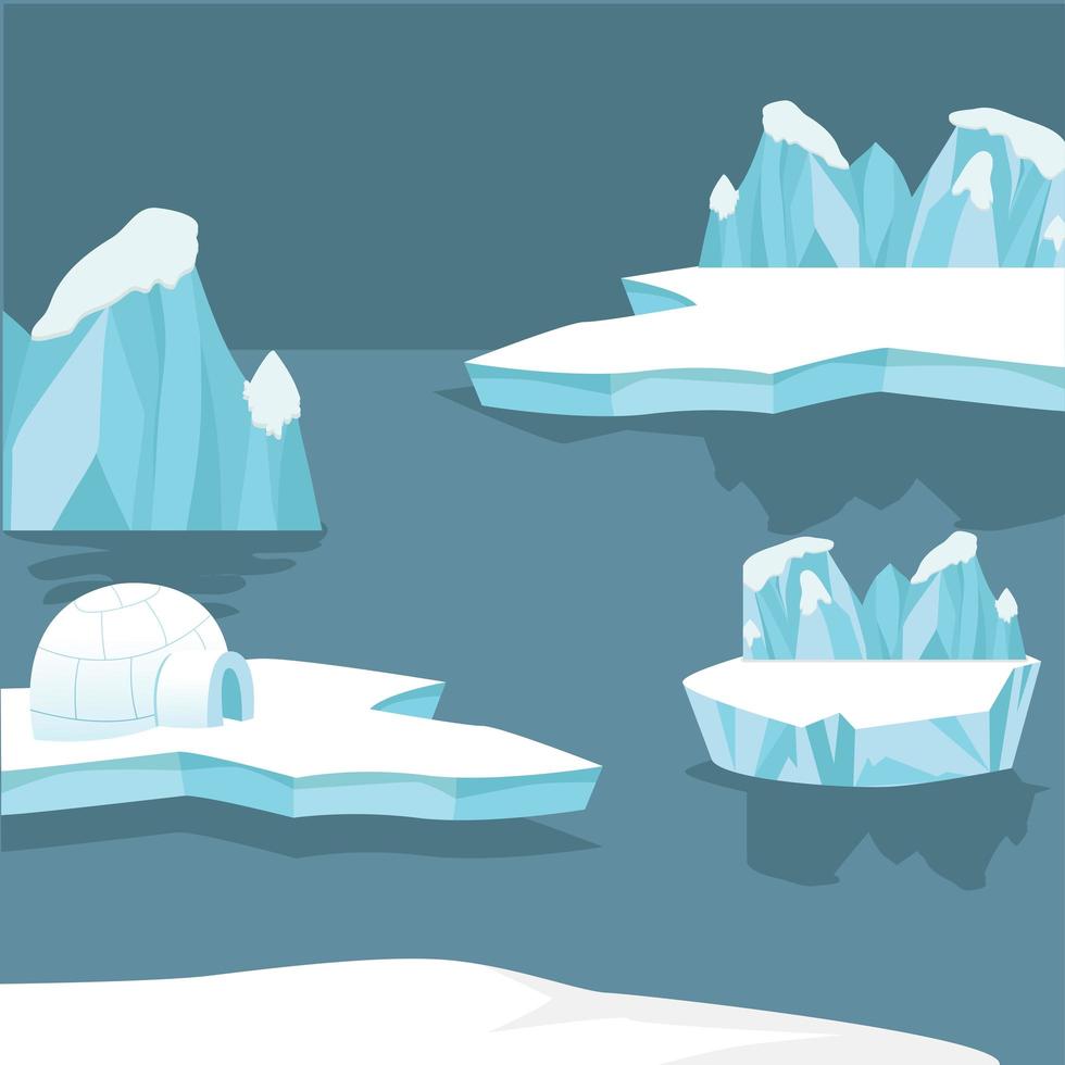 iceberg ártico y montañas vector