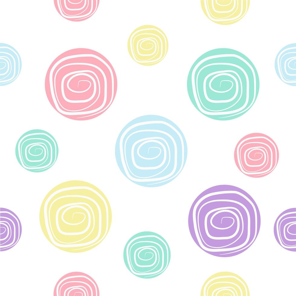 patrón sin fisuras de espirales de colores pastel vector