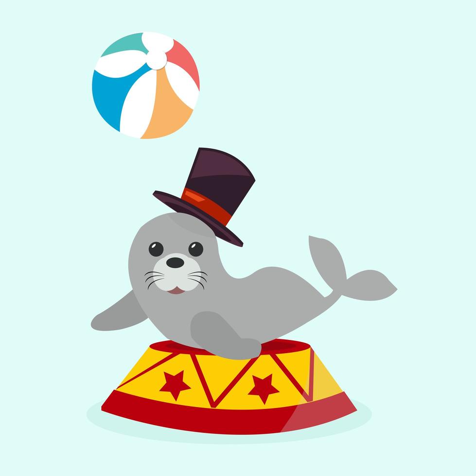 Circus sea lion bouncing a ball vector