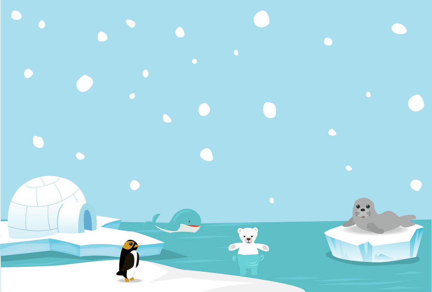 Cute polar bear and whale background vector