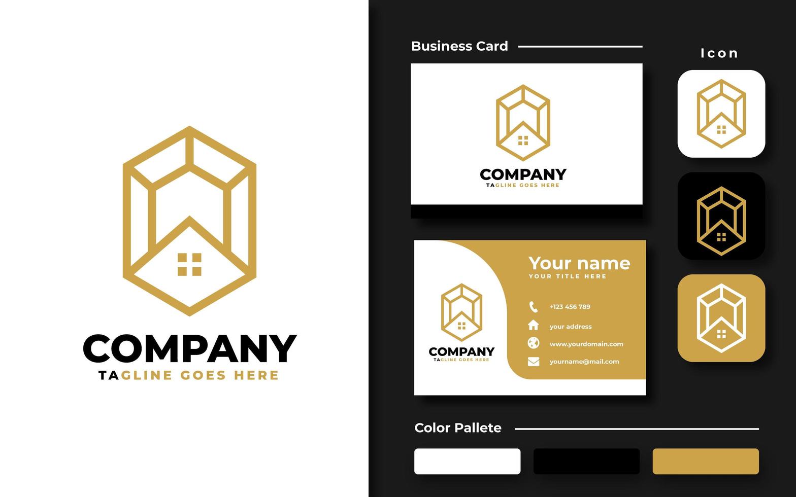 Gold business card template vector