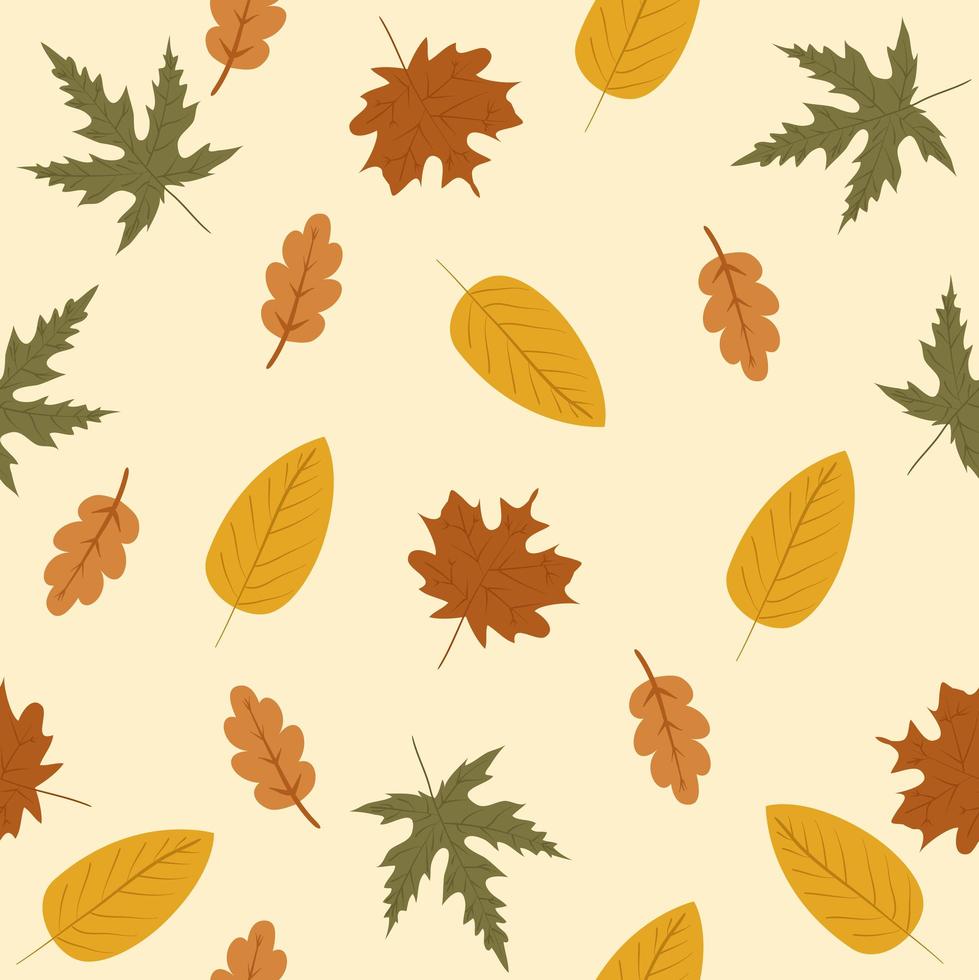 Seamless pattern of autumn leaves vector