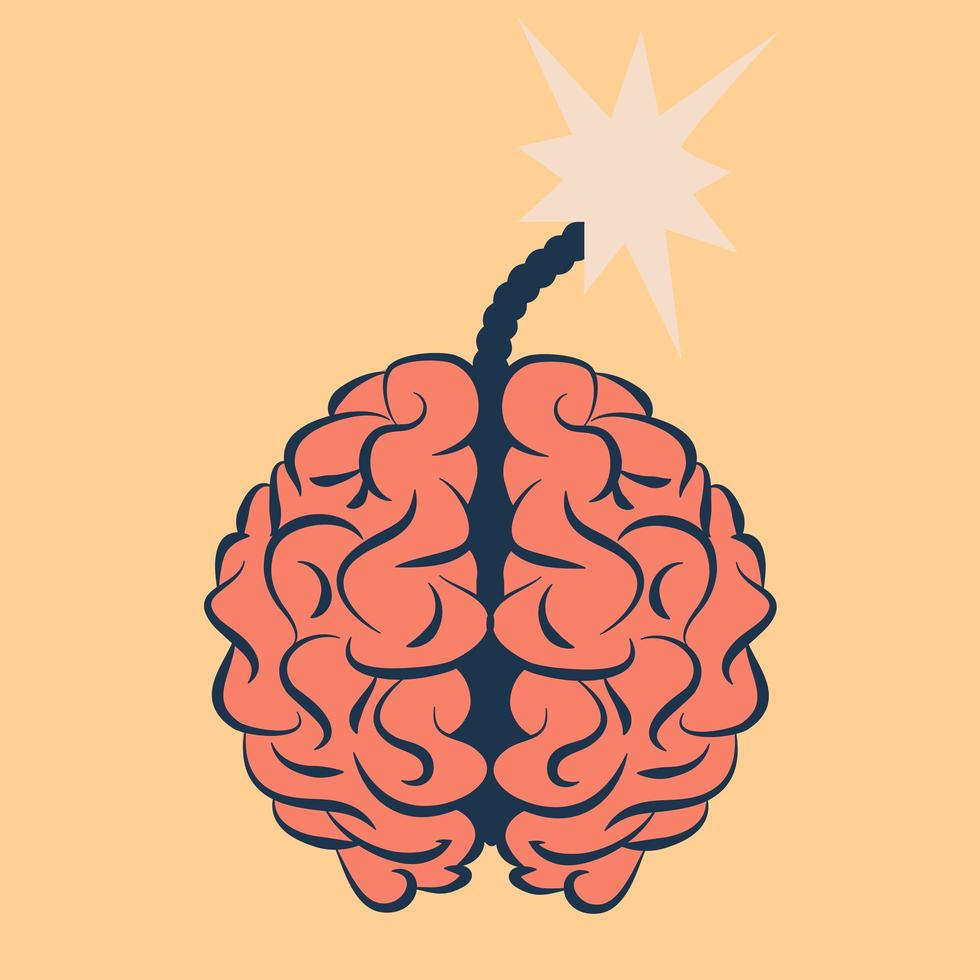 Brain with an explosive fuse vector