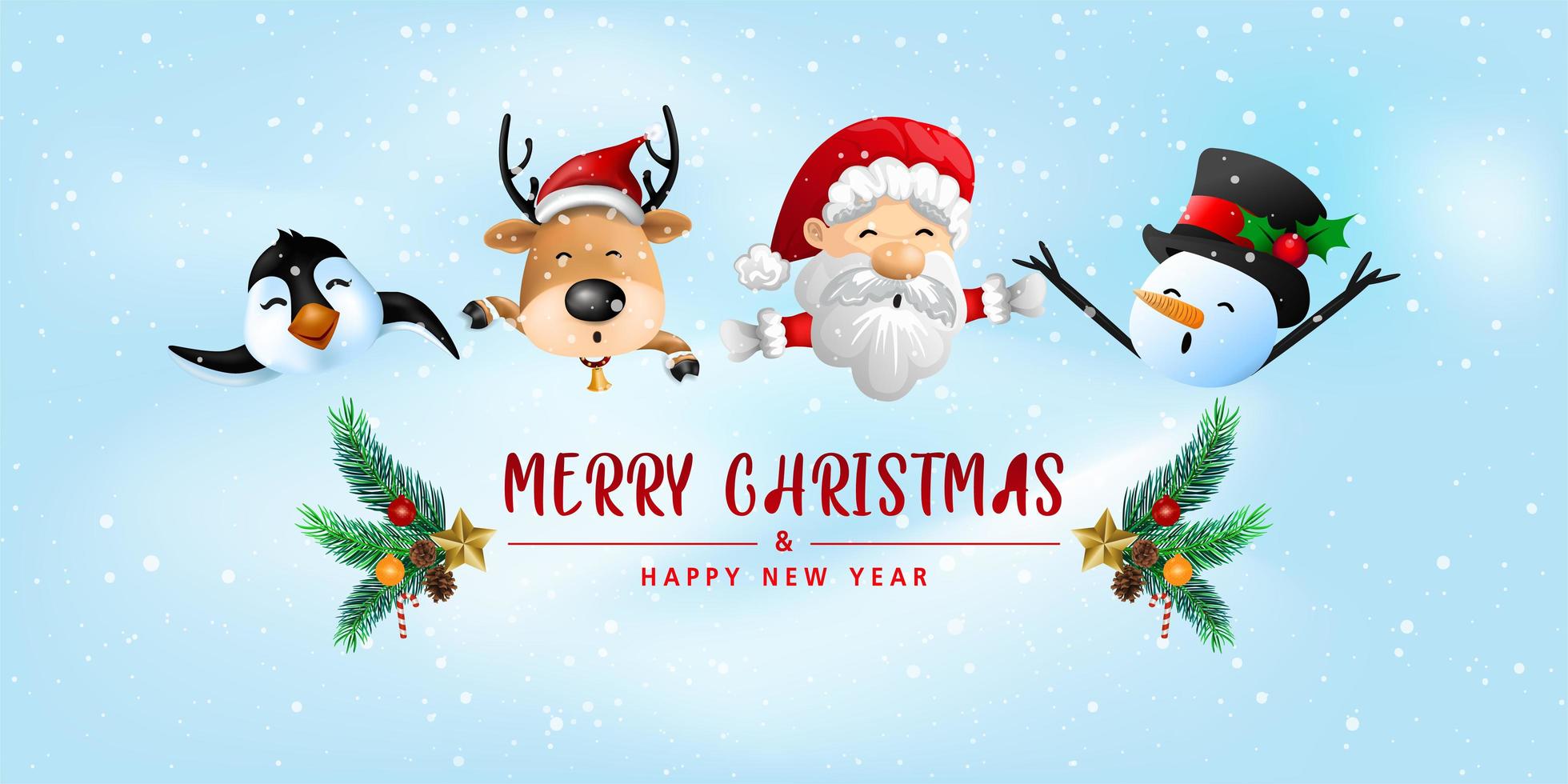 Funny Merry Christmas greeting card vector