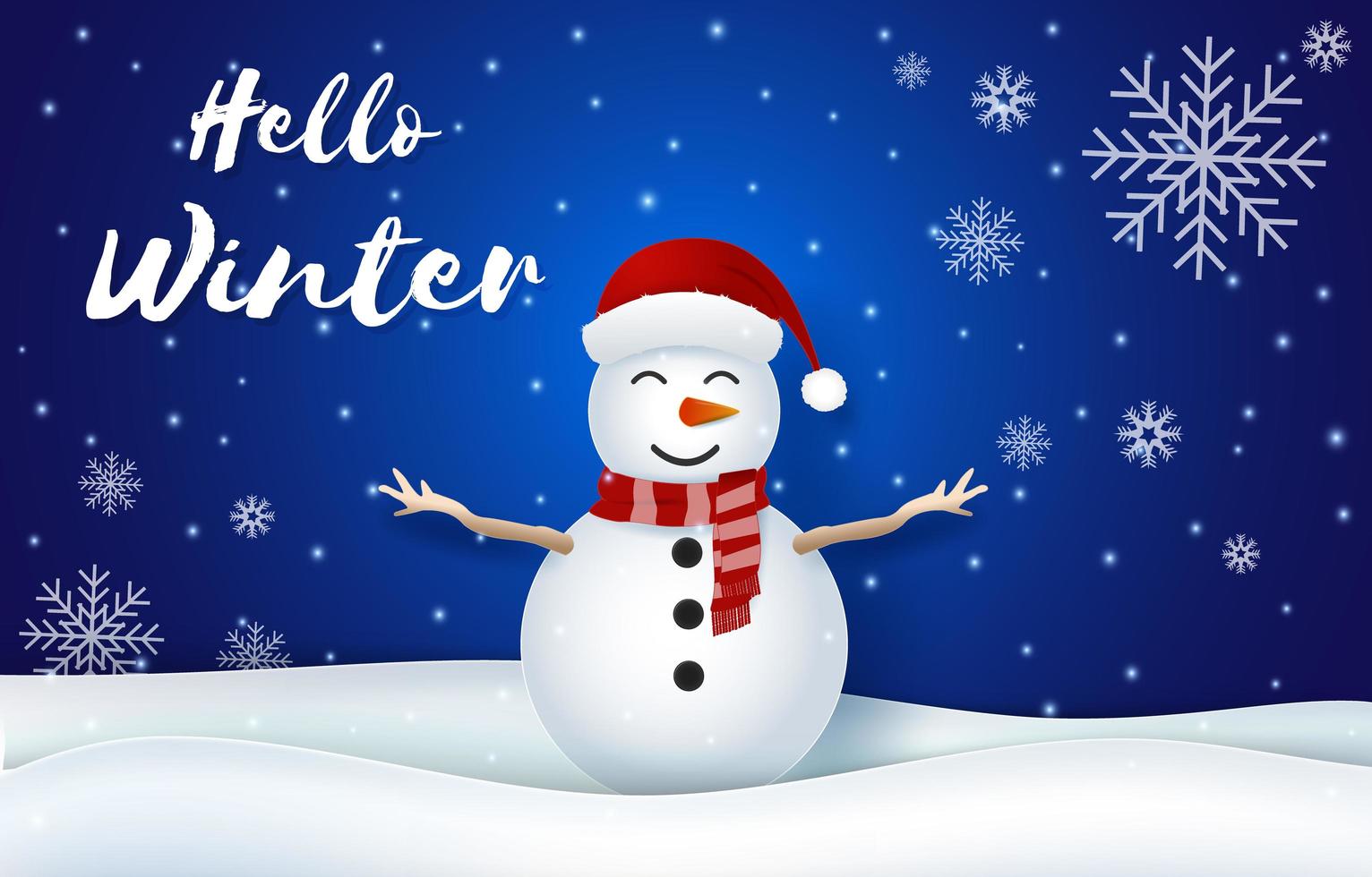 Snowman and snowflake winter background vector