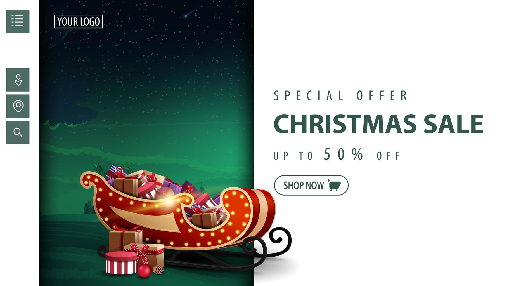 banner de descuento moderno de navidad para sitio web vector