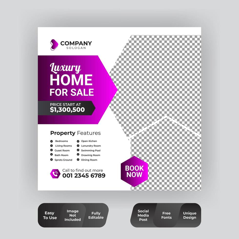 Real Estate Social Media Post Template vector