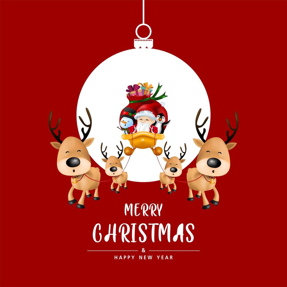 Merry Christmas and Happy New Year on Christmas ball vector