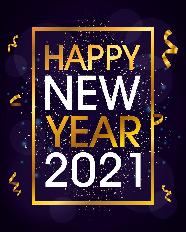 feliz año nuevo 2021 celebración del cartel dorado vector