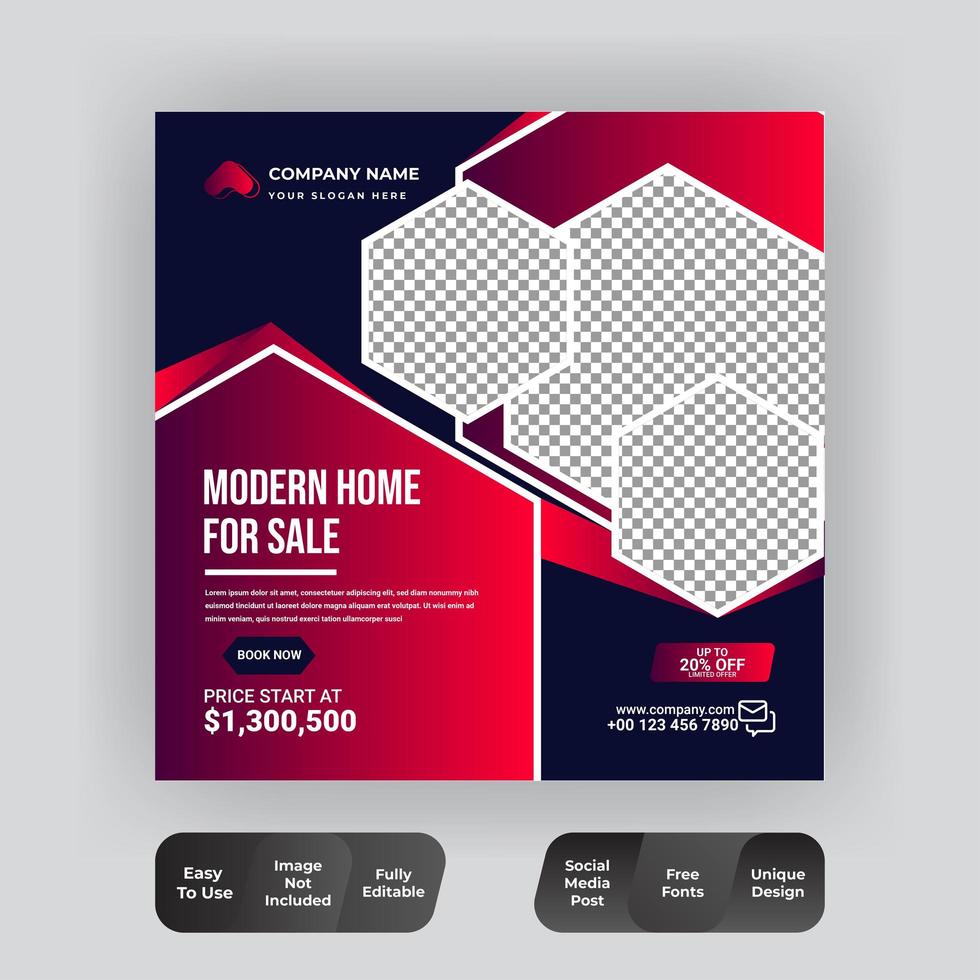 Real estate social media instagram post banner vector