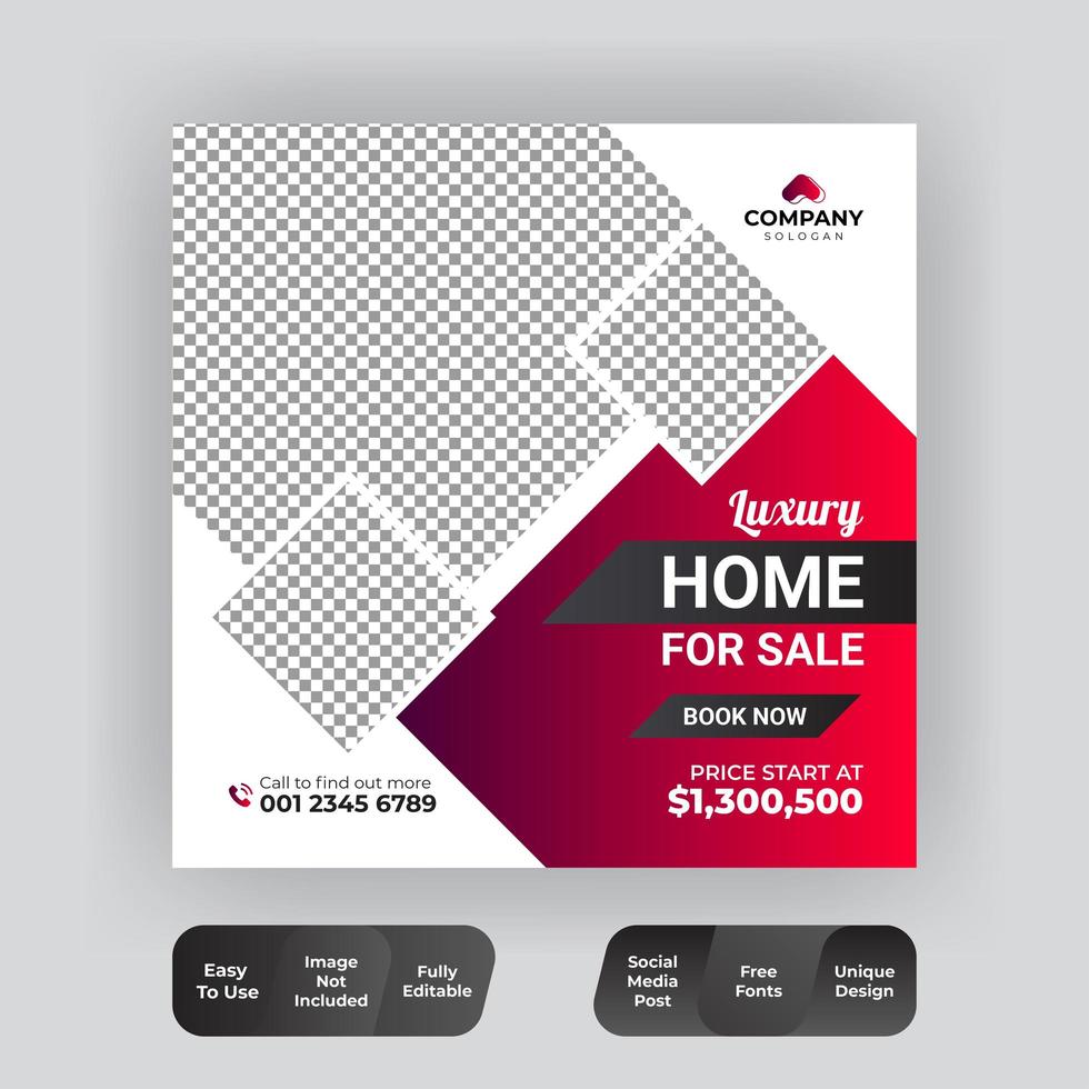 Real estate social media post web banner vector