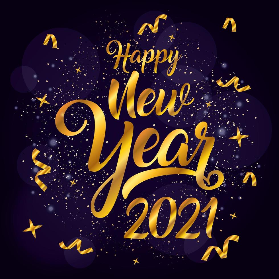 feliz año nuevo 2021 celebración del cartel dorado vector