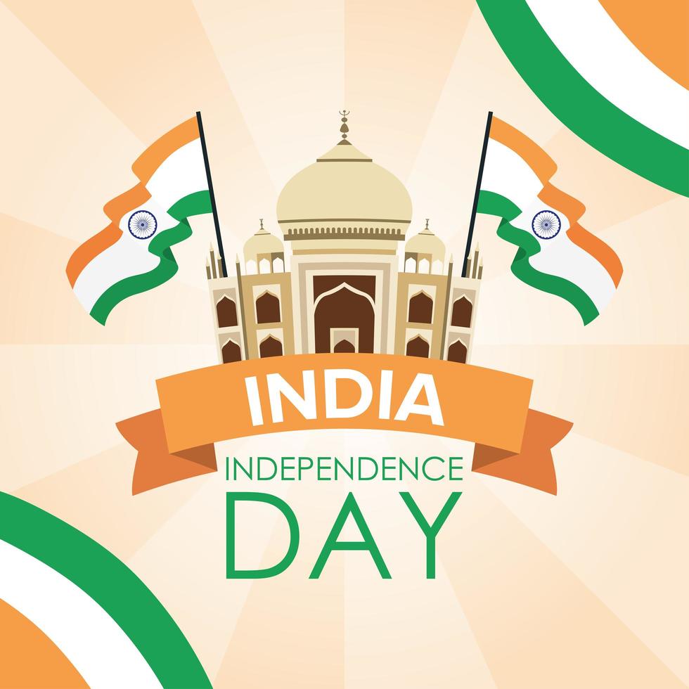 feliz día de la independencia de india celebración banner vector