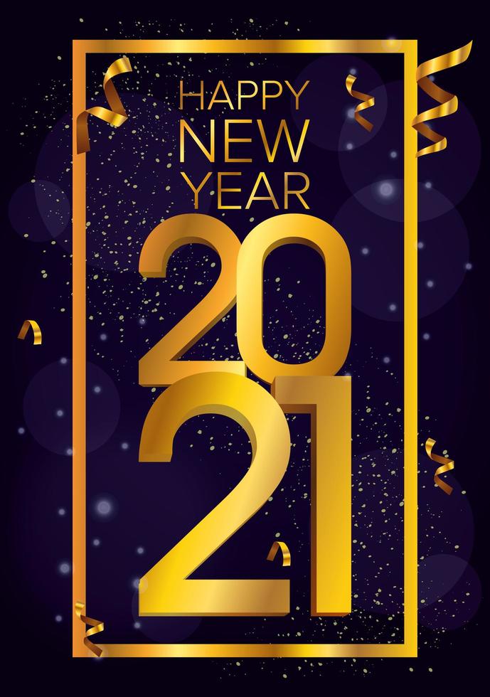 Happy New Year, 2021 golden poster celebration vector