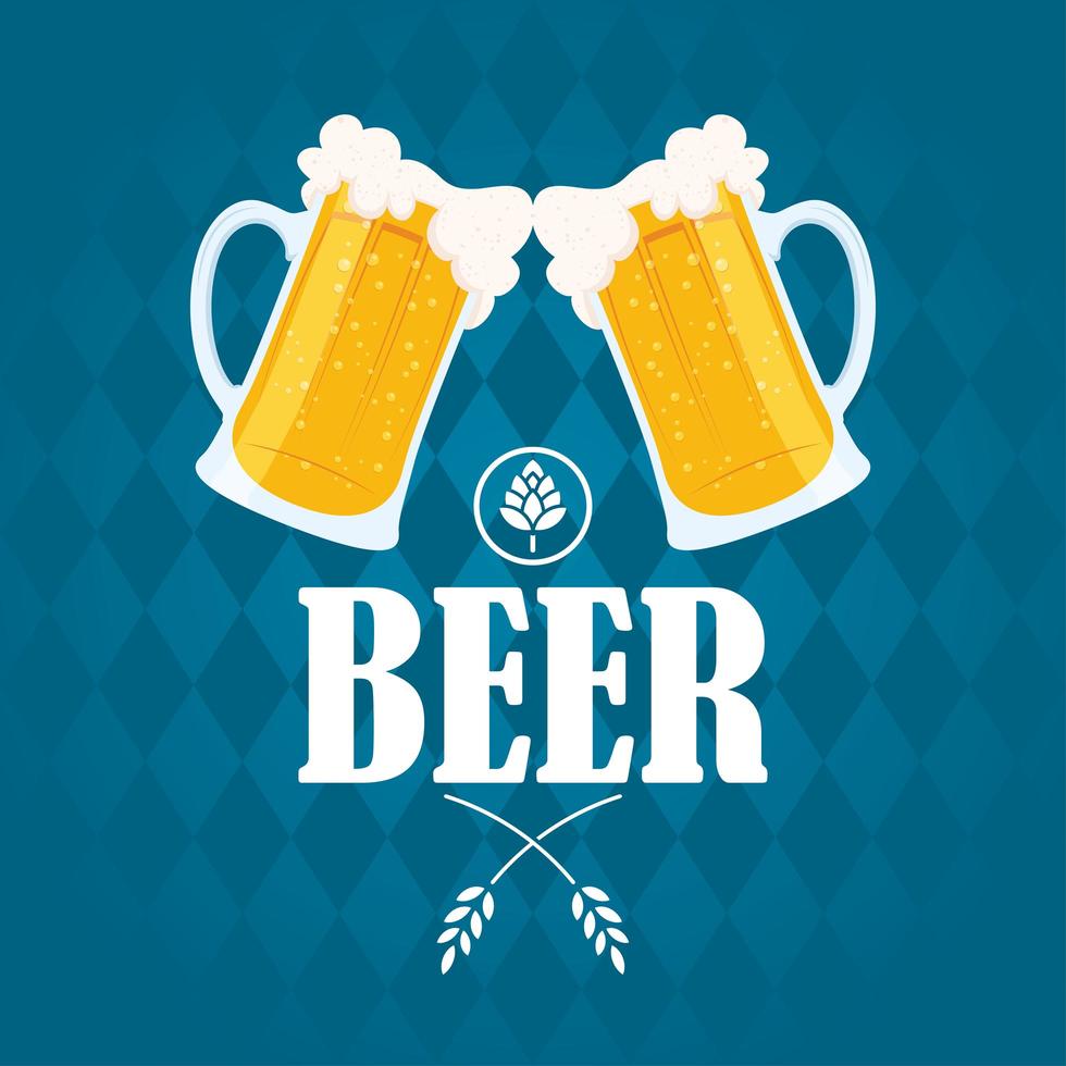 Beer Day celebration composition with mugs cheering vector