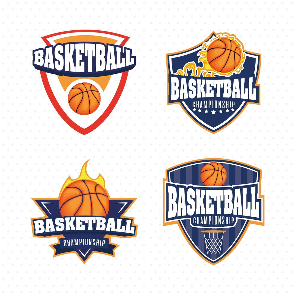 conjunto de emblemas deportivos de campeonato de baloncesto vector