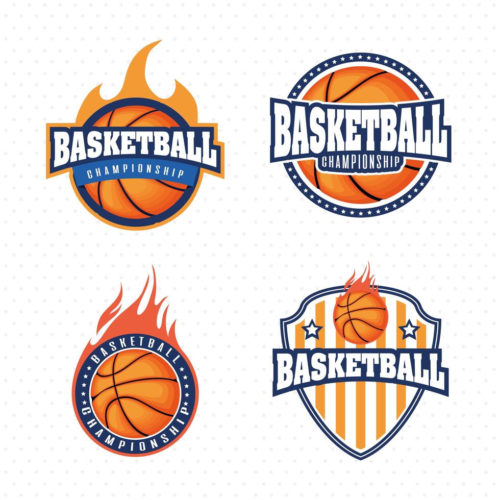 Basketball championship sports emblem set vector