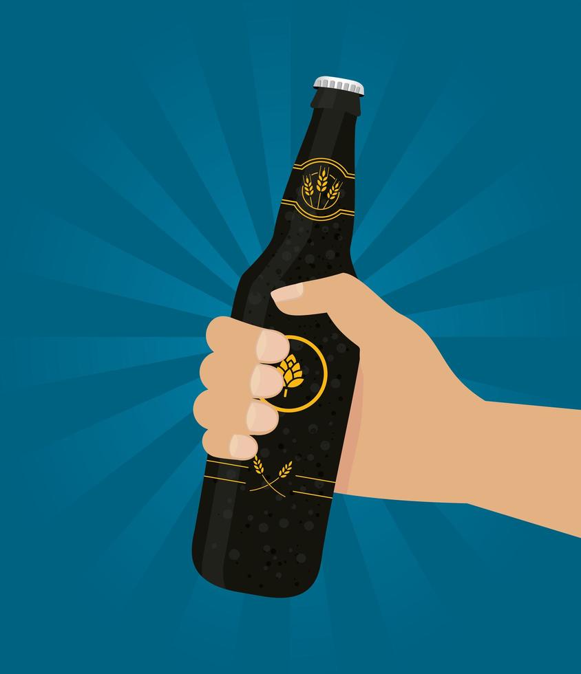 Composición de celebración del día de la cerveza con botella de cerveza. vector