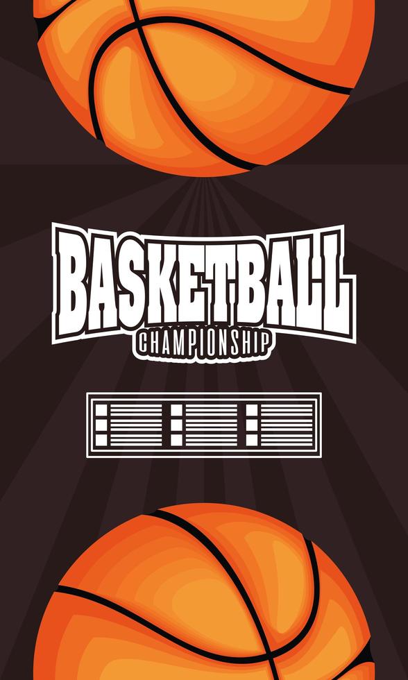 cartel del campeonato de baloncesto y deportes vector