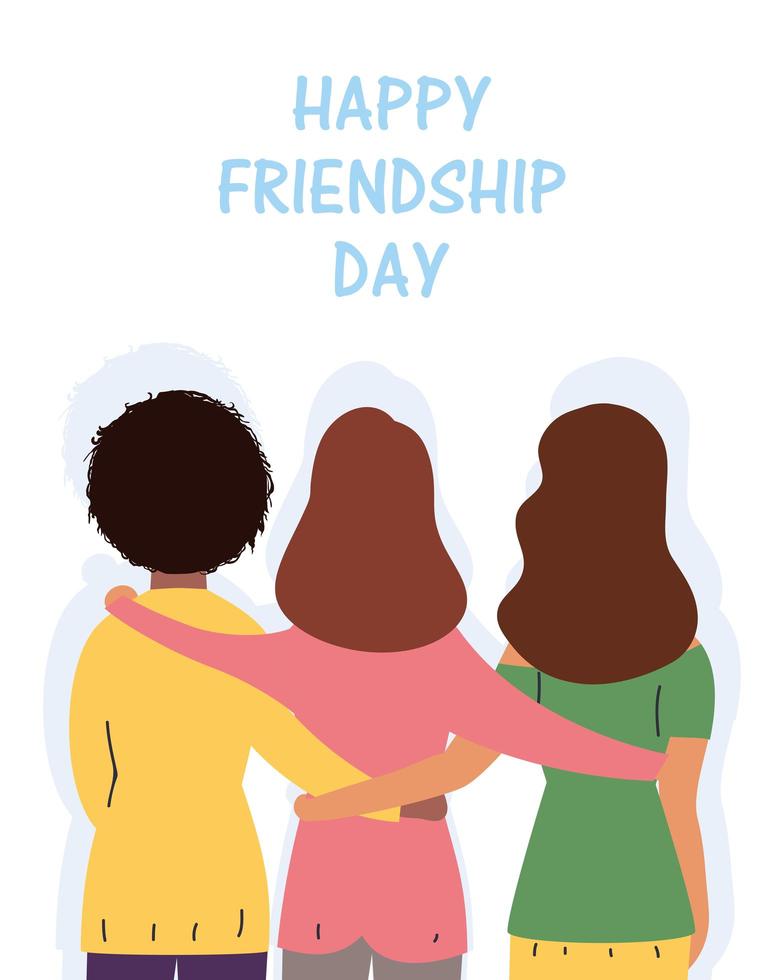 Happy young women hugging for Friendship Day celebration vector