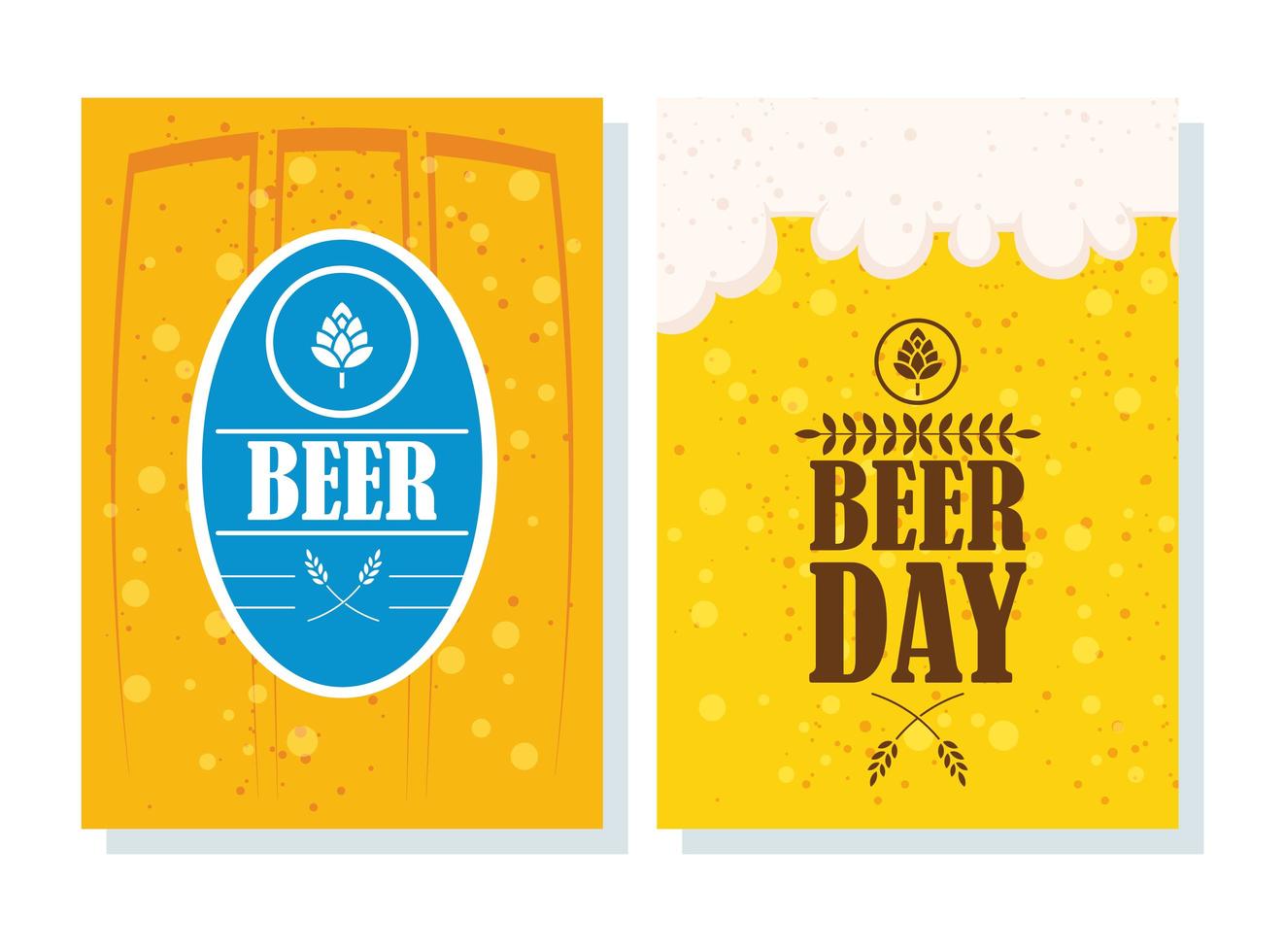 Beer Day celebration poster set with seal stamp vector