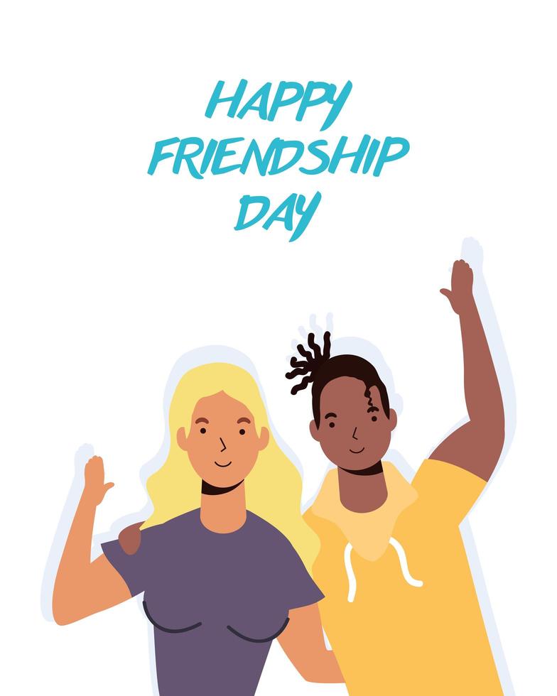 Happy young people hugging for Friendship Day celebration vector