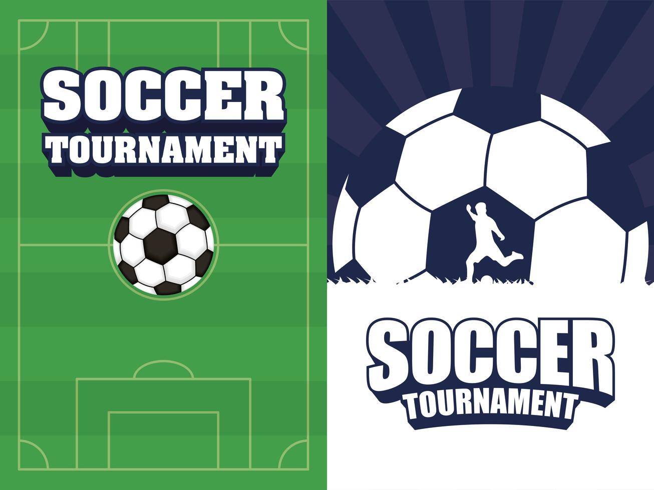 Football soccer sports tournament poster set with ball vector