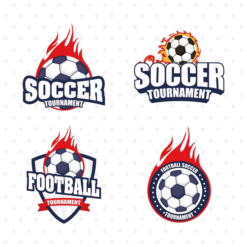 Football soccer sports emblem icon set vector