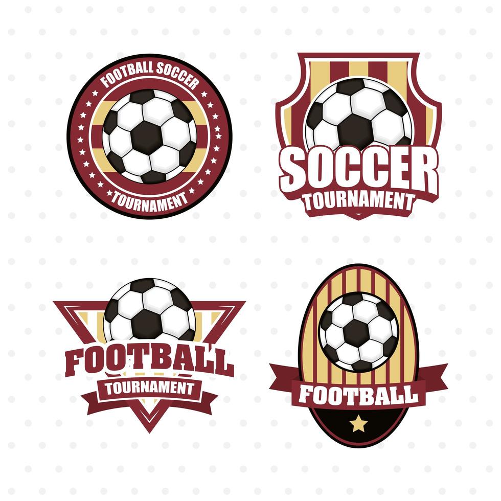 fútbol, fútbol, deportes, emblema, icono, conjunto vector