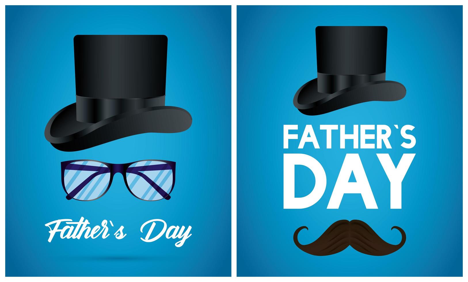 happy fathers day card with tophat and mustache vector
