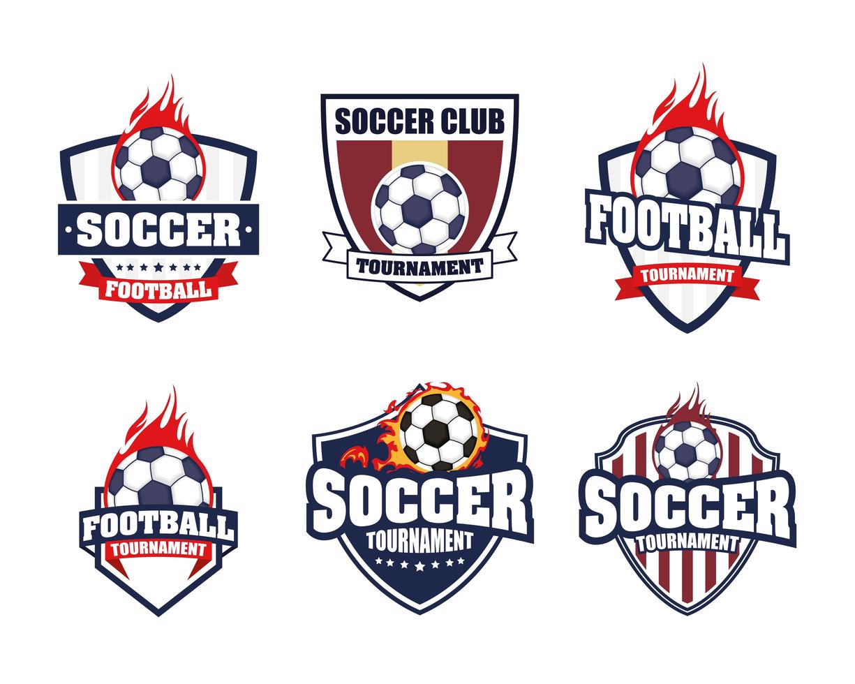 Football soccer sports emblem icon set vector