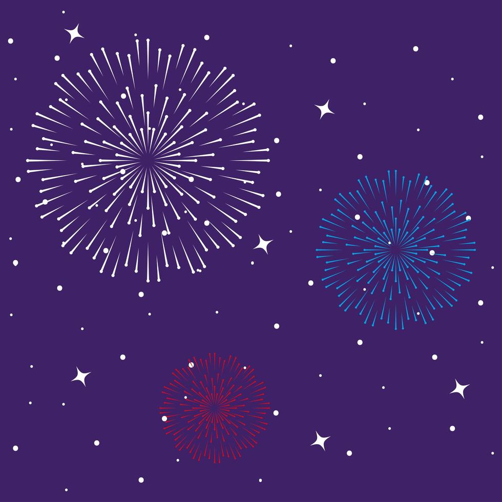 Fireworks burst explosion in the sky at night vector