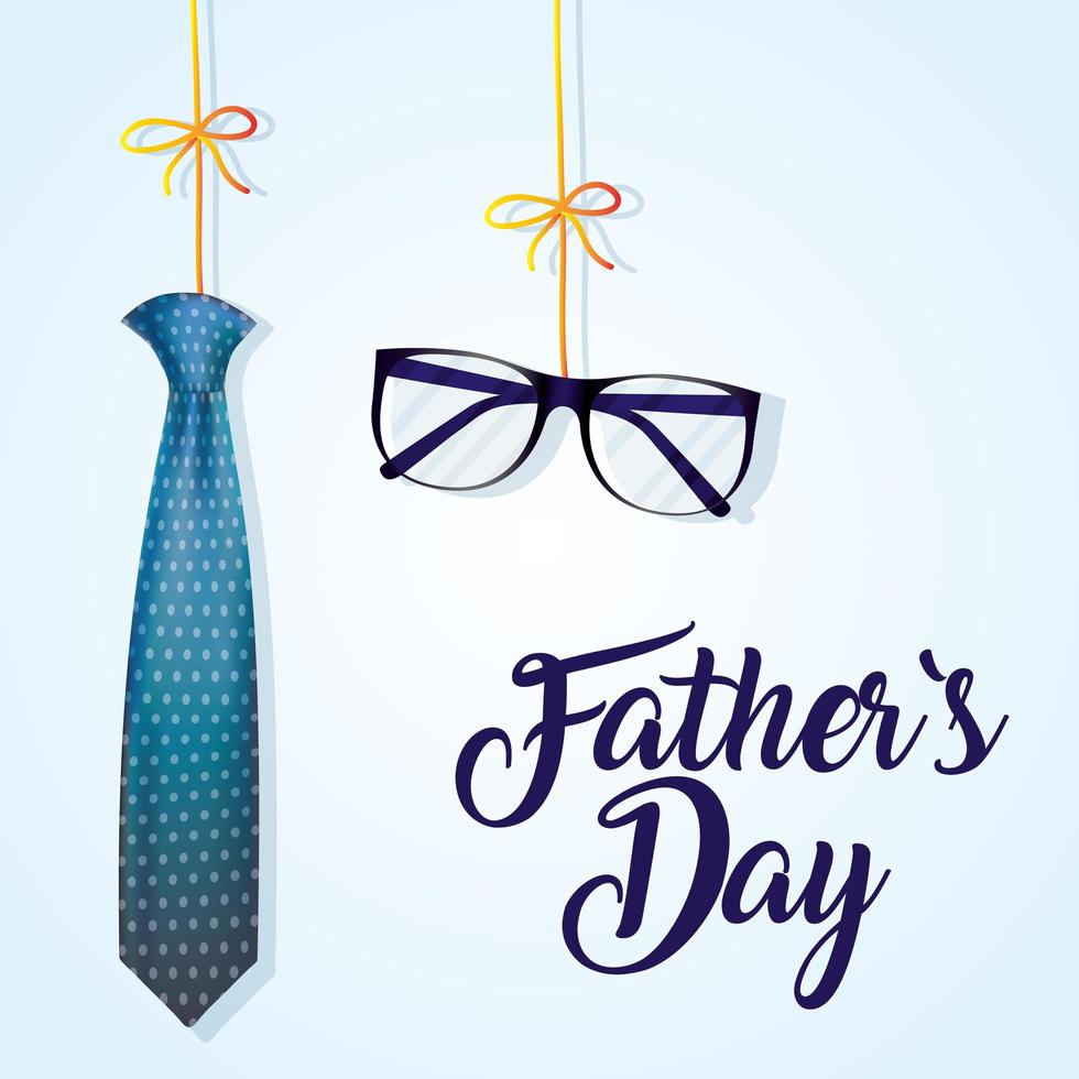 Father's day banner with tie and eyeglasses vector