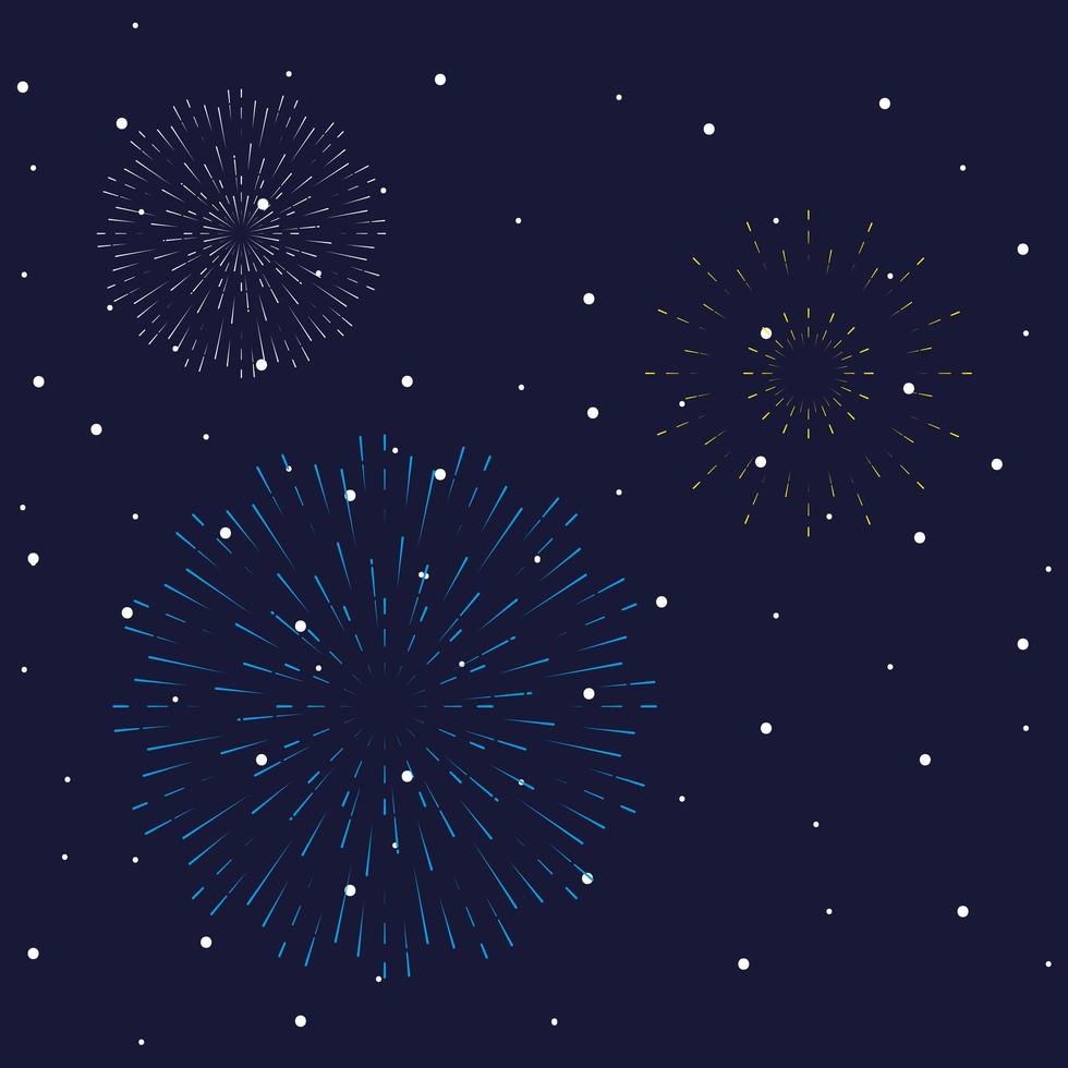 Fireworks burst explosion in the sky at night vector