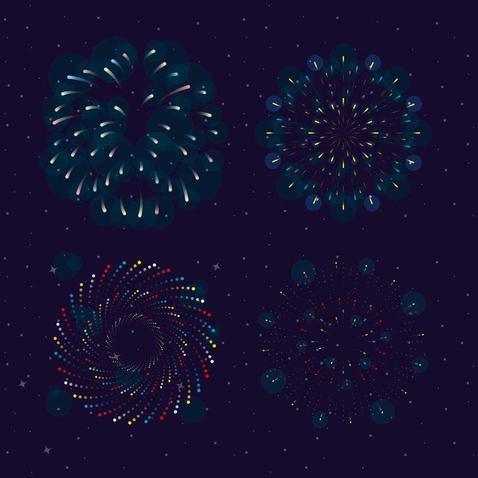 Fireworks burst explosion in the sky at night vector