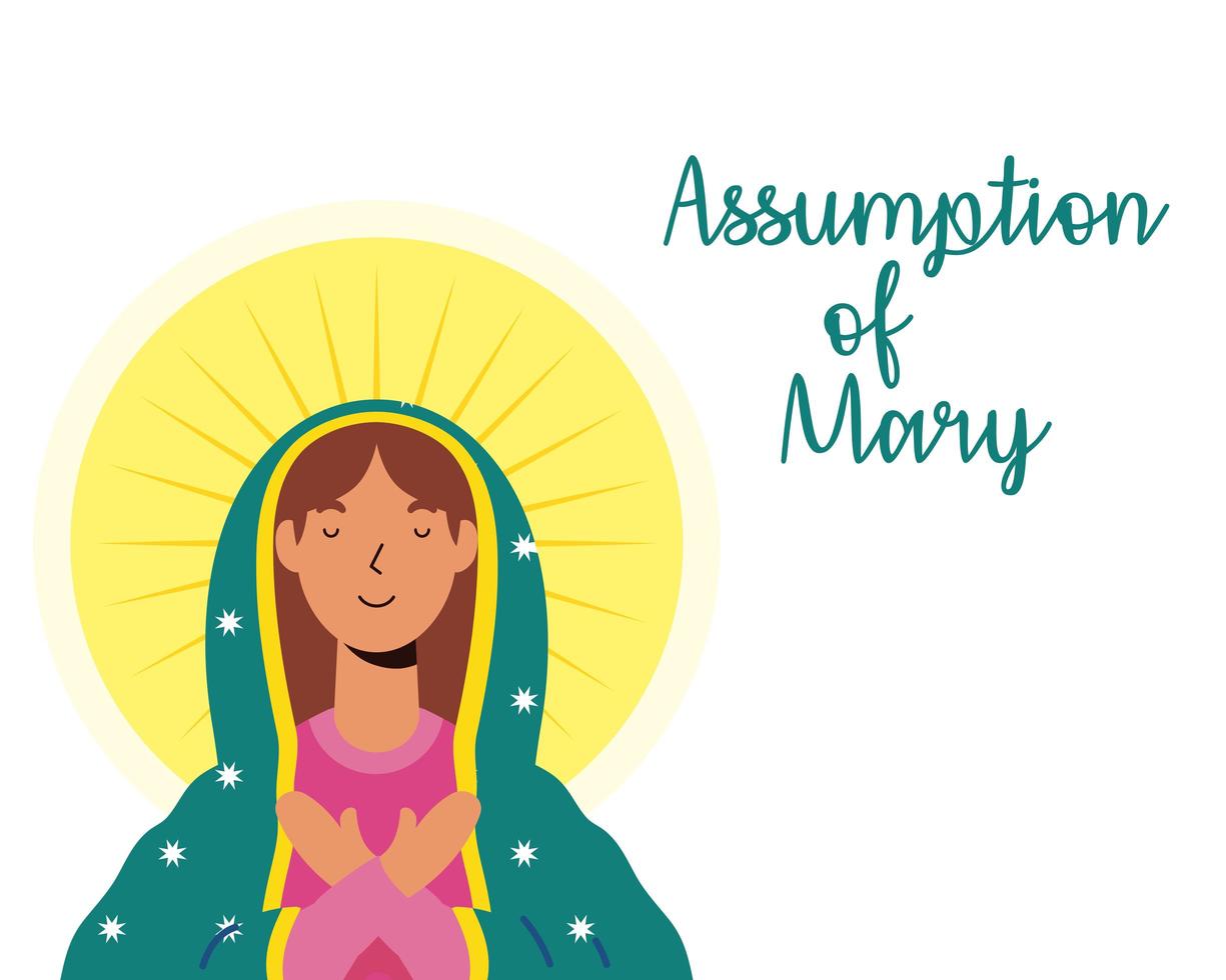Miraculous assumption of the Virgin Mary celebration vector