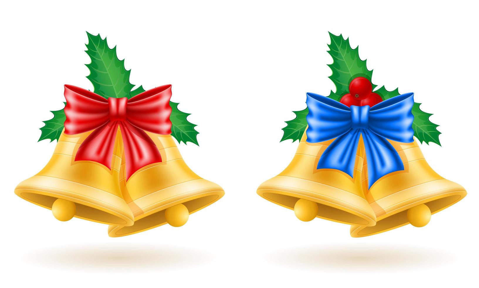 conjunto de campanas de oro de navidad vector