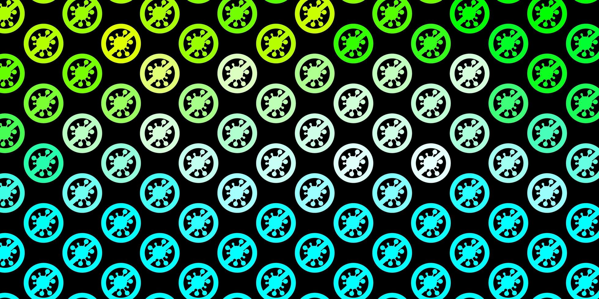 Dark Blue, Green background with covid-19 symbols. vector