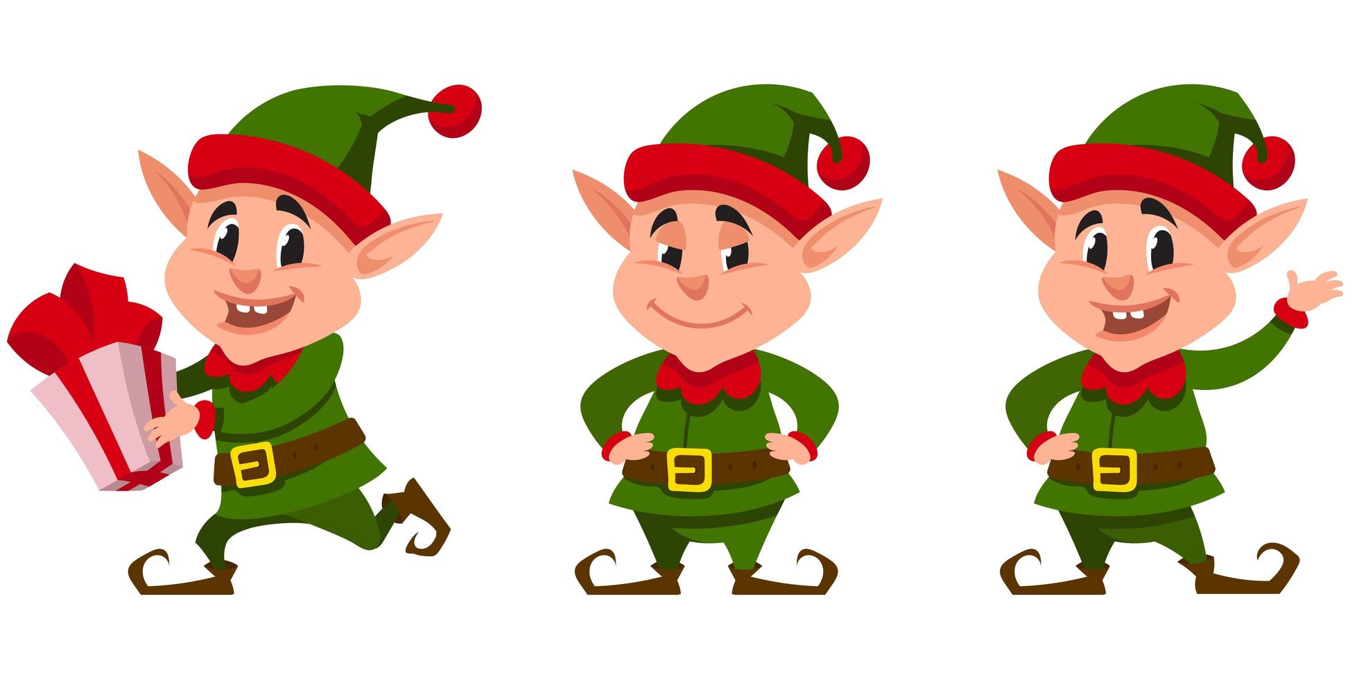 Christmas elf in different poses vector