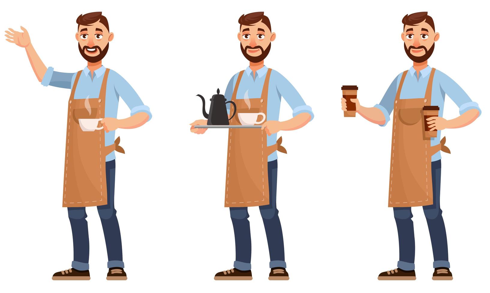 Barista in different poses vector