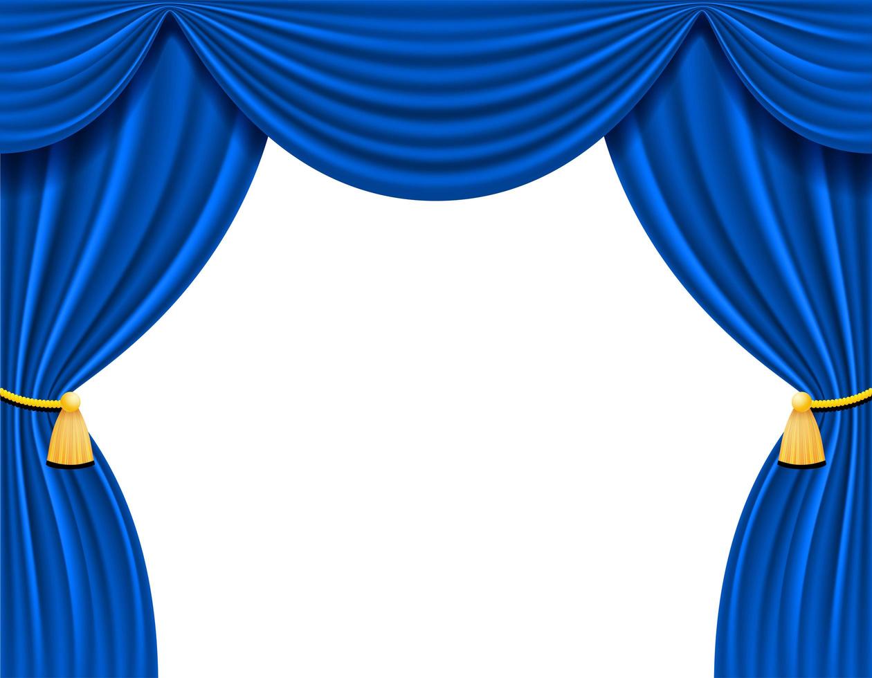 Blue theatrical curtain for design vector illustration