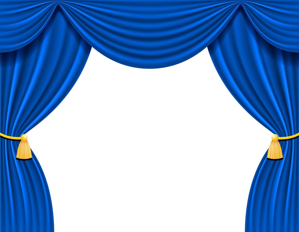 Blue theatrical curtain for design vector illustration