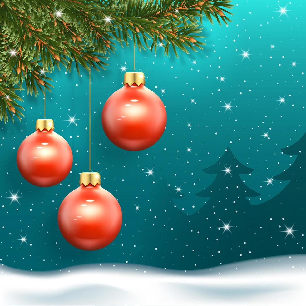 banner de año nuevo con bolas de navidad vector