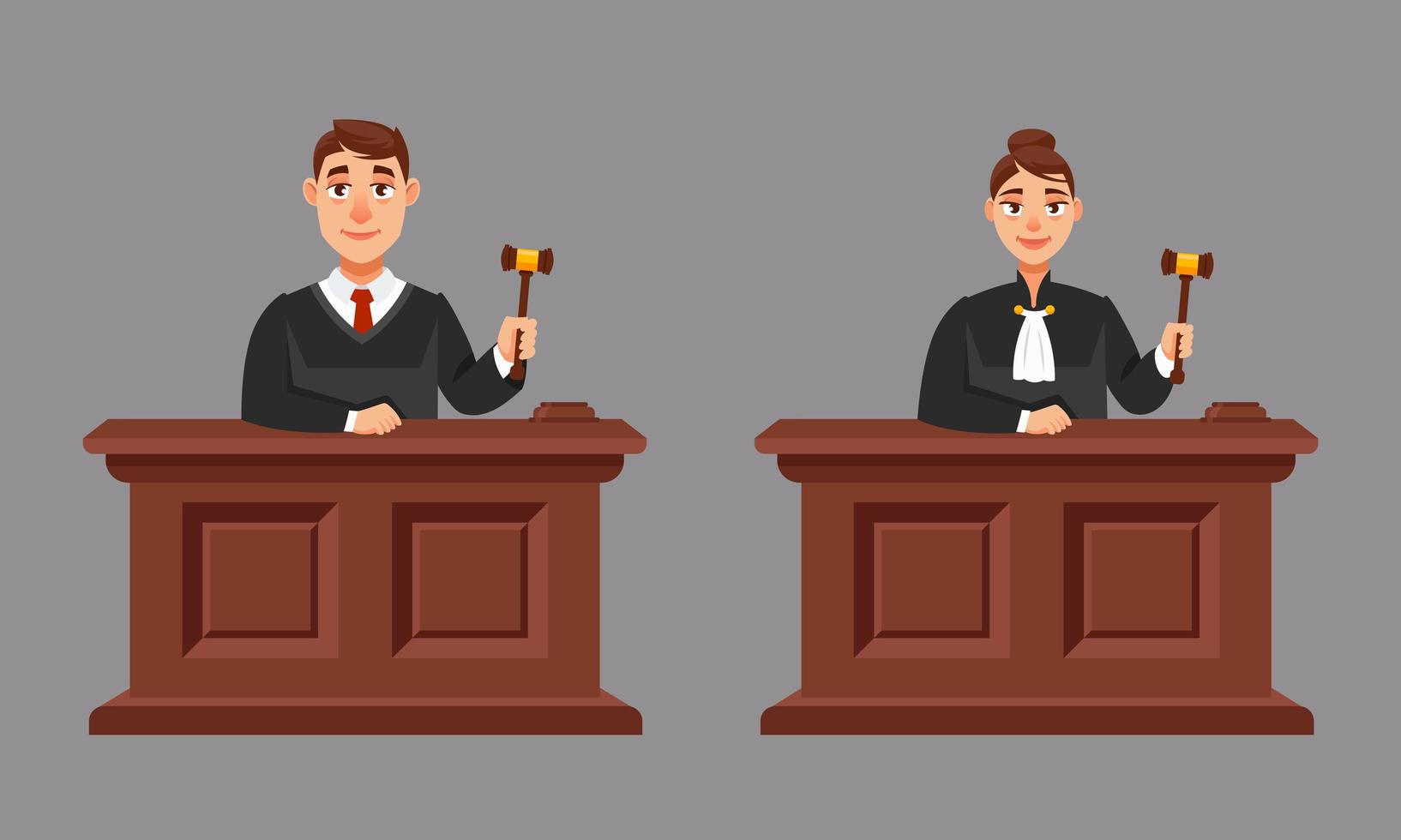 Male and female judges in cartoon style vector