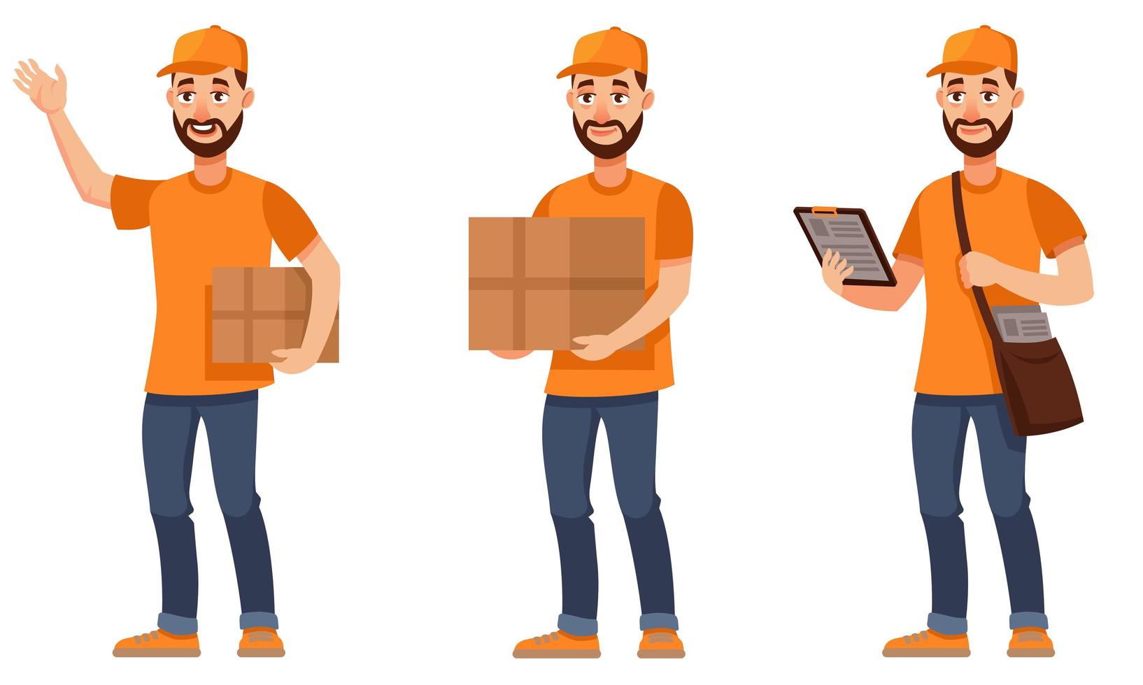 Courier in different poses vector