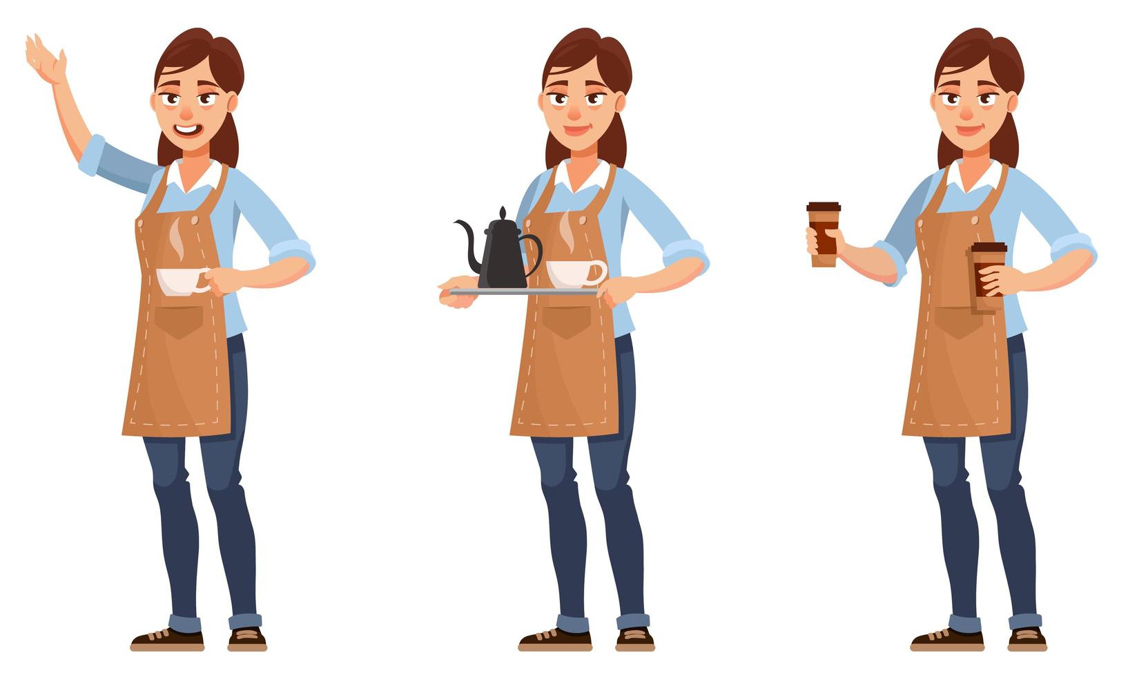 barista en diferentes poses. vector