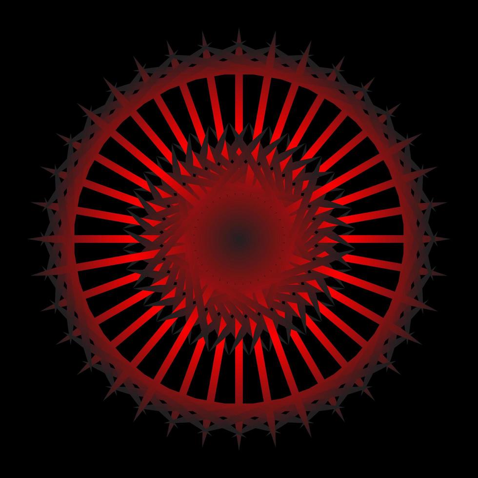 Abstract red 3d spirograph on black background vector