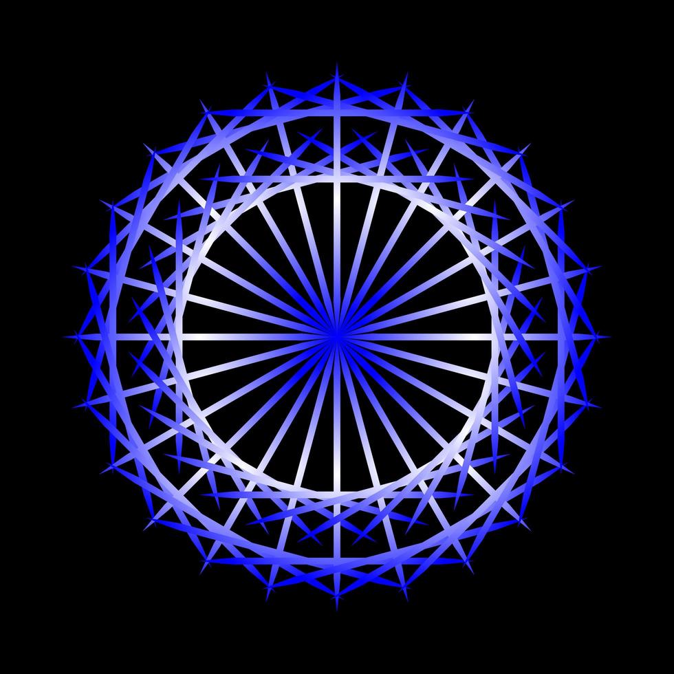 Espirógrafo circular azul abstracto sobre fondo negro vector