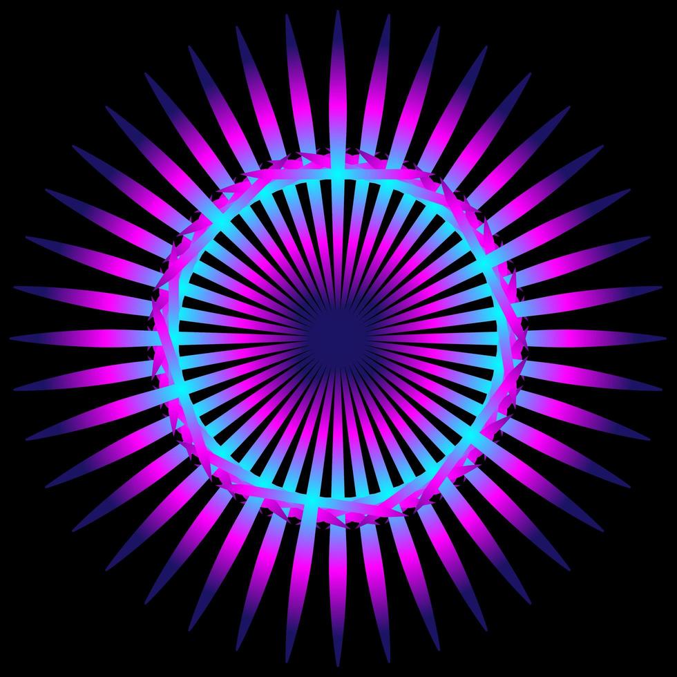 Espirógrafo colorido púrpura abstracto sobre fondo negro vector